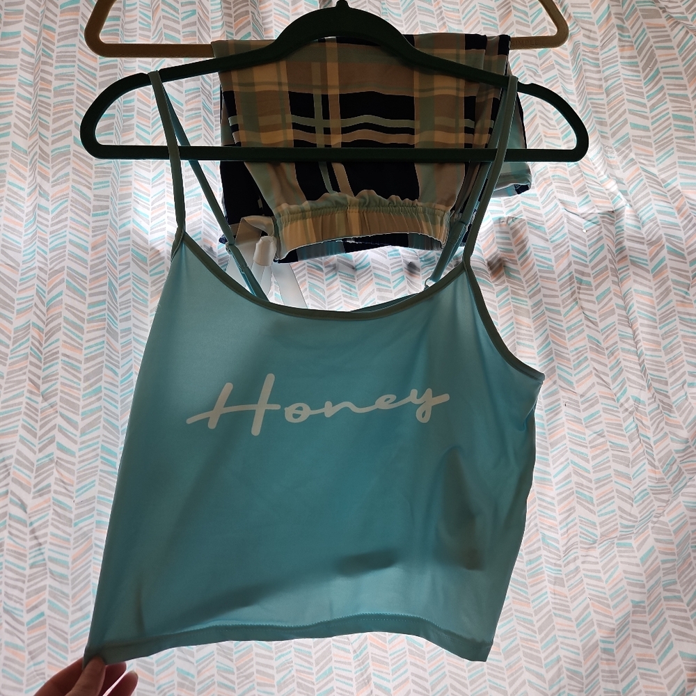 2 pc Plus Size crop top pj set